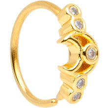 Load image into Gallery viewer, 20G 5/16 Clear CZ Gem Gold Tone Crescent Moon Nose Hoop
