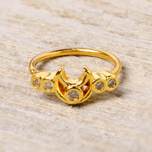 Load image into Gallery viewer, 20G 5/16 Clear CZ Gem Gold Tone Crescent Moon Nose Hoop

