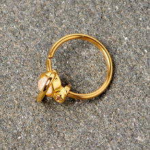 Load image into Gallery viewer, 20G 5/16 Clear Gem White Faux Opal Gold Tone Planet Nose Hoop
