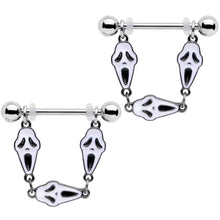 Load image into Gallery viewer, 14G 9/16 Scary Screaming Ghost Halloween Dangle Nipple Ring Set
