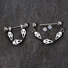 Load image into Gallery viewer, 14G 9/16 Scary Screaming Ghost Halloween Dangle Nipple Ring Set
