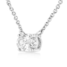 将图片加载到图库查看器，14K White Gold 1/2 Cttw Lab Grown Oval Shape Solitaire Diamond East West 18" Pendant Necklace (E-F Color, VS1-VS2 Clarity)

