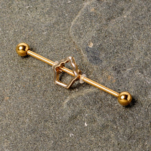 Load image into Gallery viewer, 14G Gold Tone Hollow Cupcake Industrial Barbell 38mm
