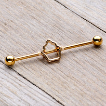 Load image into Gallery viewer, 14G Gold Tone Hollow Cupcake Industrial Barbell 38mm
