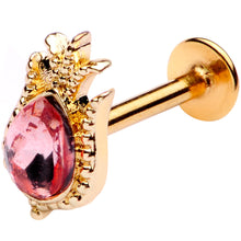 Load image into Gallery viewer, 16G 5/16 Pink Gem Gold Tone Tulip Flower Labret Monroe Tragus
