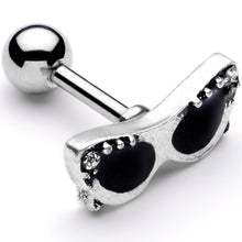 Load image into Gallery viewer, 16G 1/4 Clear Gem 50s Retro Sunglasses Cartilage Tragus Earring
