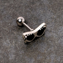 Load image into Gallery viewer, 16G 1/4 Clear Gem 50s Retro Sunglasses Cartilage Tragus Earring

