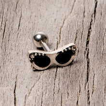Load image into Gallery viewer, 16G 1/4 Clear Gem 50s Retro Sunglasses Cartilage Tragus Earring
