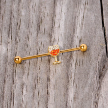 Load image into Gallery viewer, Orange Gem Gold Tone Holiday Wine Halloween Industrial Barbell 38mm
