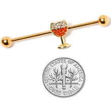 Load image into Gallery viewer, Orange Gem Gold Tone Holiday Wine Halloween Industrial Barbell 38mm
