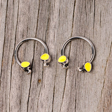 Load image into Gallery viewer, 14G 1/2 Yellow End Elephant Horseshoe Nipple Ring Set
