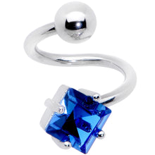 Load image into Gallery viewer, 14G 3/8 Blue Gem Refined Rhombus Spiral Twister Belly Ring
