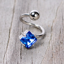 Load image into Gallery viewer, 14G 3/8 Blue Gem Refined Rhombus Spiral Twister Belly Ring

