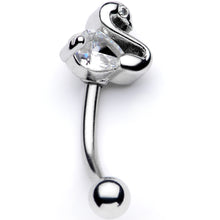 Load image into Gallery viewer, 16G 5/16 Clear CZ Gem Sleek Swan Curved Eyebrow Ring
