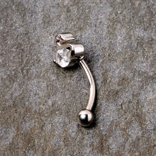 Load image into Gallery viewer, 16G 5/16 Clear CZ Gem Sleek Swan Curved Eyebrow Ring
