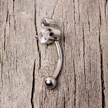 Load image into Gallery viewer, 16G 5/16 Clear CZ Gem Sleek Swan Curved Eyebrow Ring
