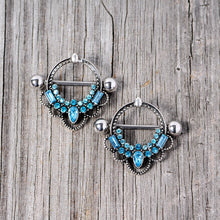将图片加载到图库查看器，14G 5/8 Aqua Gem Filigree Nipple Shield Set
