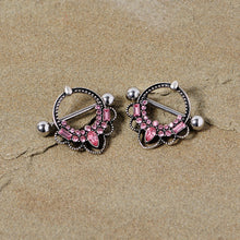 将图片加载到图库查看器，14G 5/8 Pink Gem Filigree Nipple Shield Set
