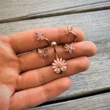 将图片加载到图库查看器，Clear Gem Rose Gold Tone Pink Daisy Bee Belly Ring
