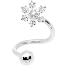 Load image into Gallery viewer, Clear CZ Gem Snowflake Christmas Spiral Twister Belly Ring
