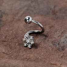 Load image into Gallery viewer, Clear CZ Gem Snowflake Christmas Spiral Twister Belly Ring
