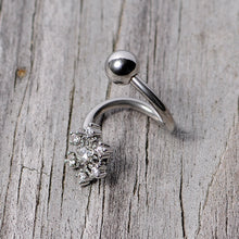 Load image into Gallery viewer, Clear CZ Gem Snowflake Christmas Spiral Twister Belly Ring
