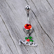 Load image into Gallery viewer, Red Gem Noel Winter Holiday Christmas Dangle Belly Ring
