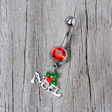 Load image into Gallery viewer, Red Gem Noel Winter Holiday Christmas Dangle Belly Ring
