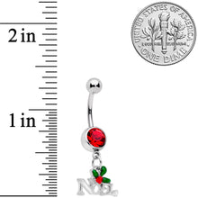 Load image into Gallery viewer, Red Gem Noel Winter Holiday Christmas Dangle Belly Ring
