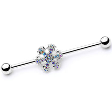 Load image into Gallery viewer, 14G Aurora Gem Snowflake Industrial Barbell 38mm
