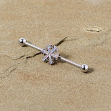 Load image into Gallery viewer, 14G Aurora Gem Snowflake Industrial Barbell 38mm
