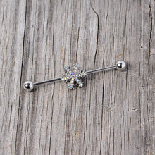 Load image into Gallery viewer, 14G Aurora Gem Snowflake Industrial Barbell 38mm
