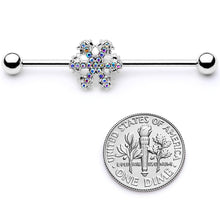 Load image into Gallery viewer, 14G Aurora Gem Snowflake Industrial Barbell 38mm
