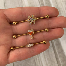 Load image into Gallery viewer, Orange Gem Gold Tone Holiday Wine Halloween Industrial Barbell 38mm
