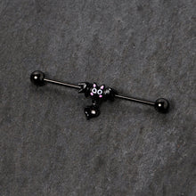 Load image into Gallery viewer, 14G Clear Gem Heart Bat Halloween Dangle Industrial Barbell 38mm
