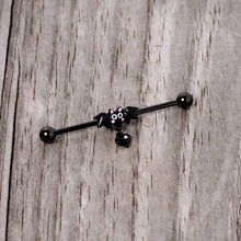 Load image into Gallery viewer, 14G Clear Gem Heart Bat Halloween Dangle Industrial Barbell 38mm
