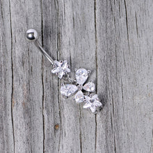 将图片加载到图库查看器，Clear Gem Star Bow Dangle Belly Ring
