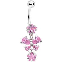 Load image into Gallery viewer, Pink Gem Star Bow Dangle Belly Ring
