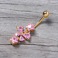 Load image into Gallery viewer, Pink Gem Gold Tone Star Bow Dangle Belly Ring
