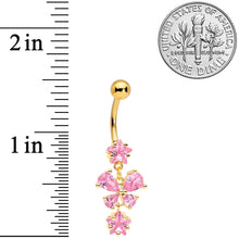 Load image into Gallery viewer, Pink Gem Gold Tone Star Bow Dangle Belly Ring
