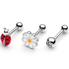 Load image into Gallery viewer, 16G 1/4 Clear Gem Ladybug Cartilage Tragus Curation Set of 3
