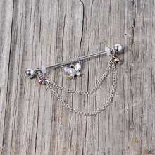 将图片加载到图库查看器，14G Aurora Gem Butterfly Chain Dangle Project Bar 38mm
