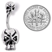 Load image into Gallery viewer, Scary Double Skull Halloween Double Mount Belly Ring
