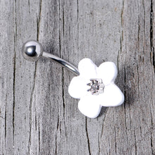 将图片加载到图库查看器，Spring Blossom Pretty White Flower Belly Ring
