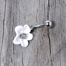 将图片加载到图库查看器，Spring Blossom Pretty White Flower Belly Ring
