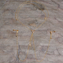 Load image into Gallery viewer, 14G 5/8 Clear Gem Gold Tone Heart Star Nipple Chain Necklace
