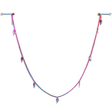 将图片加载到图库查看器，14G 5/8 Clear Gem Rainbow Autumn Leaves Dangle Nipple Chain
