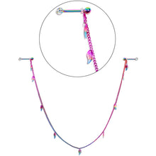将图片加载到图库查看器，14G 5/8 Clear Gem Rainbow Autumn Leaves Dangle Nipple Chain
