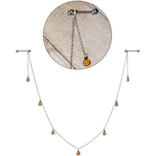 将图片加载到图库查看器，14G 5/8 Orange Pumpkin Patch Halloween Dangle Nipple Chain
