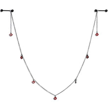 Load image into Gallery viewer, 14G 5/8 Red Black Monster Fang Halloween Dangle Nipple Chain
